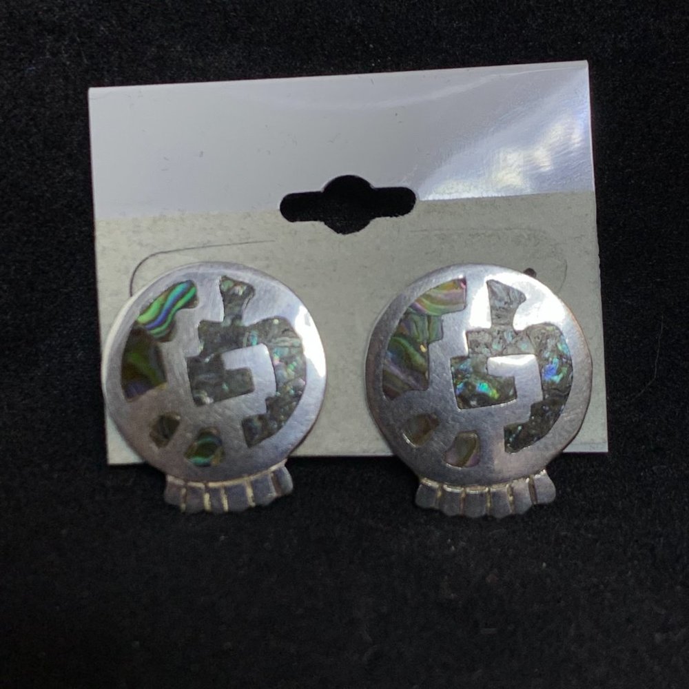 Hecho En Mexico Sterling Silver Abalone Earrings